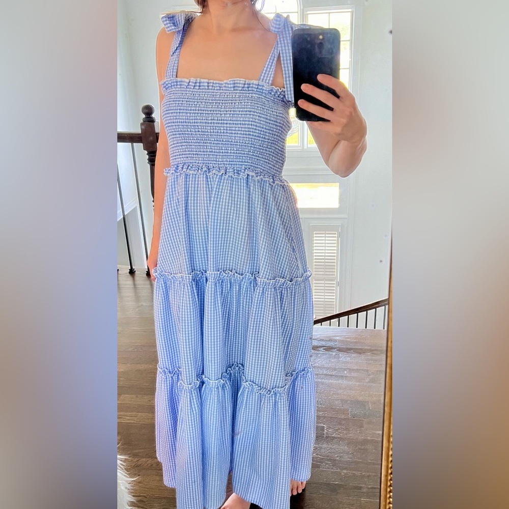 Blue gingham dress- size small
